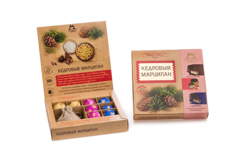 Кедровый марципан АССОРТИ с трав. чаем (класс, земл, черн) / коробка / 120 гр / ТМ Территория Тайги