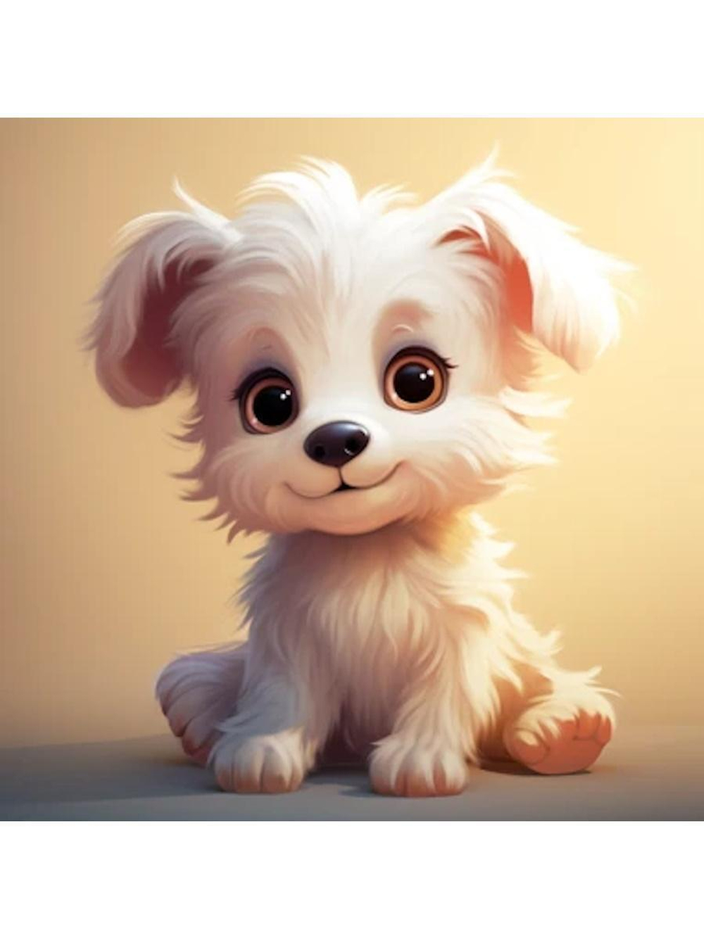 Картина по номерам 30х30см. "Малыши-животные. Белоснежный щенок" 20цв. коробка (арт. Х-6319)