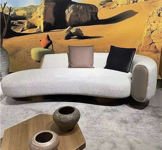 Диван полукруглый Suspense, 268 см, белое букле