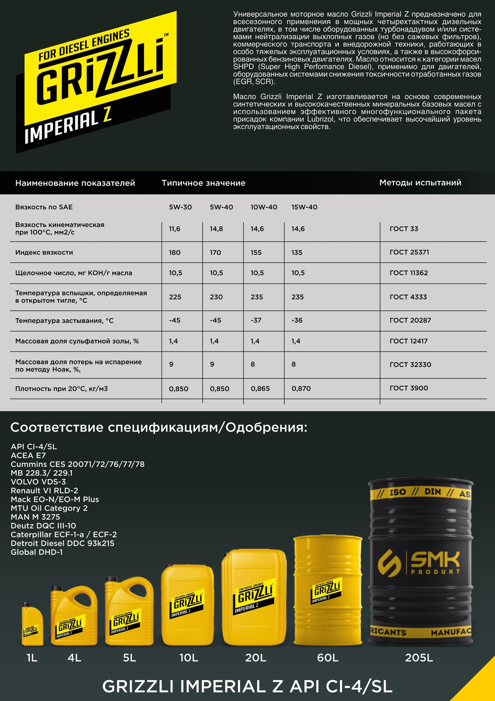 Моторное масло "Grizzli Imperial Z 10W-30"