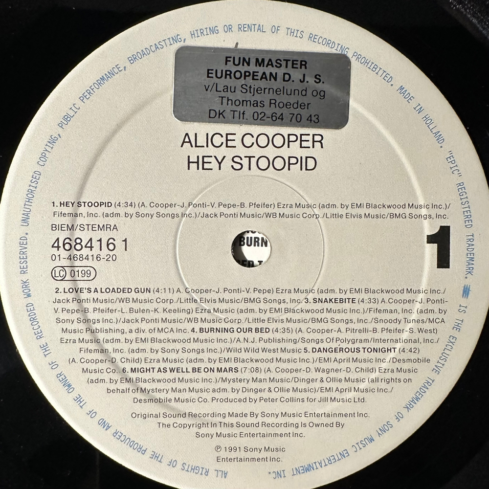 Alice Cooper - Hey Stoopid (Голландия 1991г.)