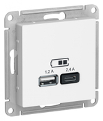ATLASDESIGN USB РОЗЕТКА A+С, 5В/2,4А, 2х5В/1,2А, механизм, ЛОТОС
