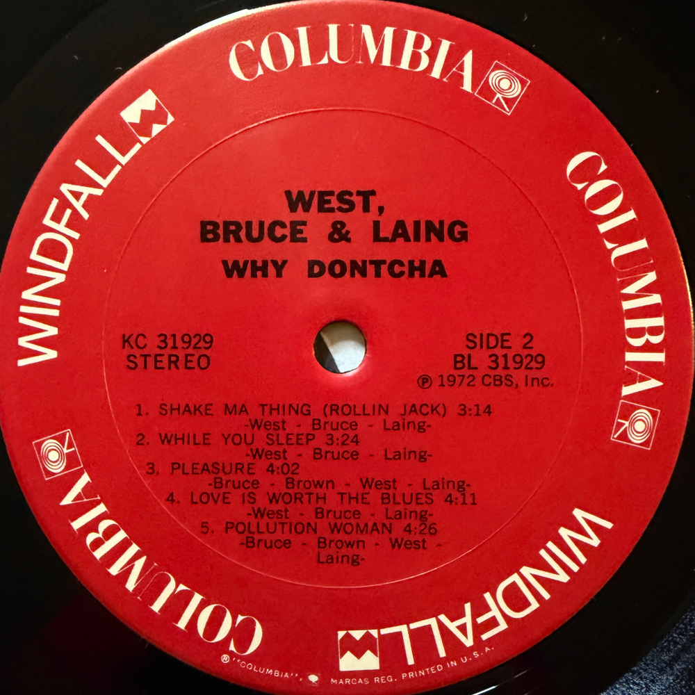 West, Bruce & Laing ‎– Why Dontcha (США 1972г.) Т