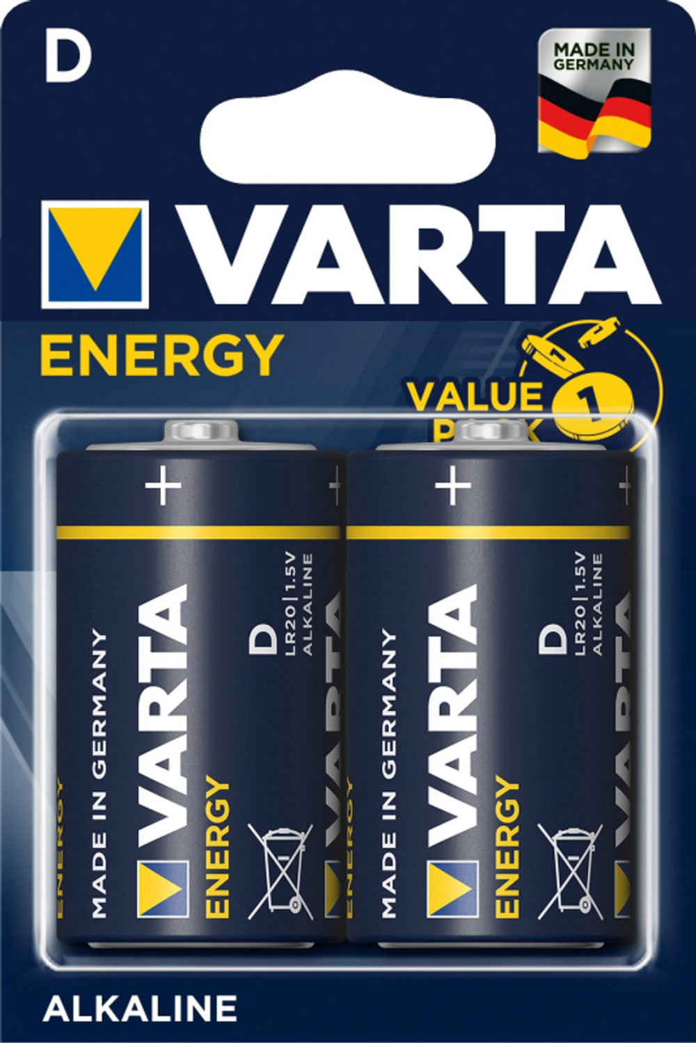 Батарейка Varta Energy  D/LR20 , ( 2 ) шт. в блистере, 04120229412