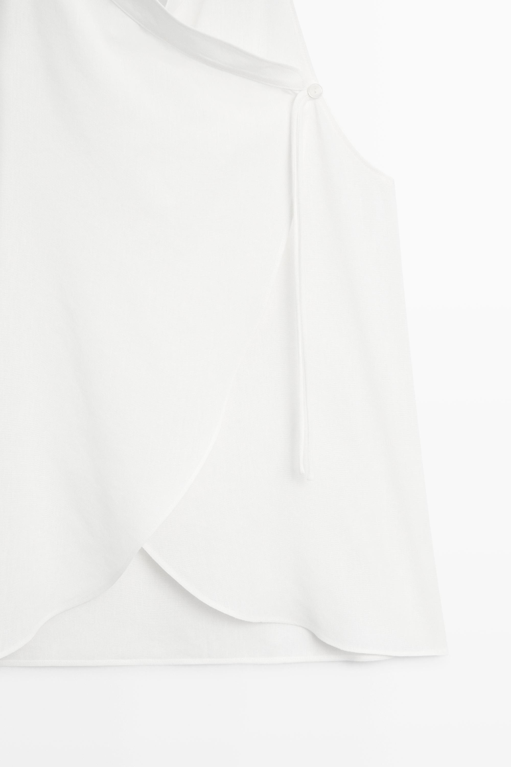 Massimo Dutti Топ из струящегося смесового льна с горловиной халтер, белый