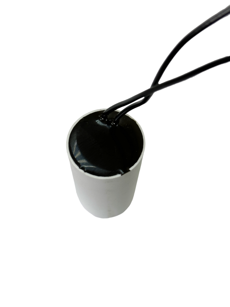 Пусковой конденсатор CBB60 6 мкФ+/-5% 450 цилиндрический, в пластиковом корпусе с гибким кабельным выводом