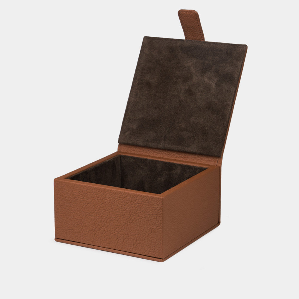 Кофр для хранения из кожи теленка, цвета карамель