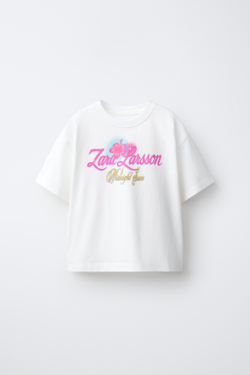 ZARA ФУТБОЛКА ZARA LARSSON ©, БЕЛЫЙ