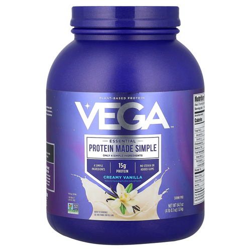 Vega, протеин на растительной основе, со вкусом ванили, 1,8 кг (4 фунта, 0,1 унции)