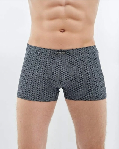Темно-синие хлопковые трусы-боксеры с мелким принтом (Размер: XXL) (Цвет: синий)