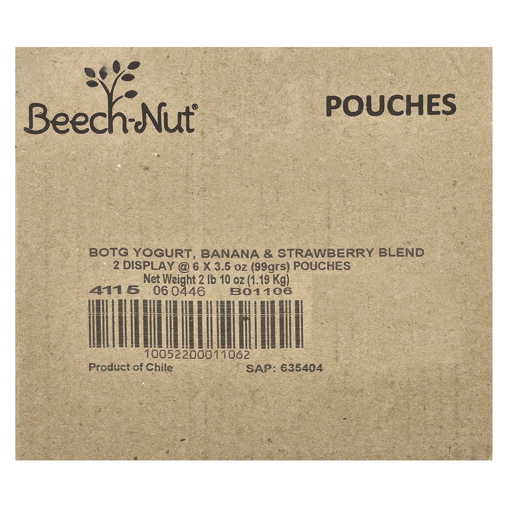 Beech-Nut, завтрак, для детей от 12 месяцев, йогурт с бананом и клубникой, 12 паучей по 99 г (3,5 унции)