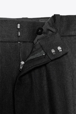 ZARA БРЮКИ ИЗ СМЕСОВОГО ЛЬНА С ПРЯЖКОЙ — ZW COLLECTION, ЧЕРНЫЙ