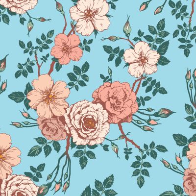 Винтажные розы на голубом фоне