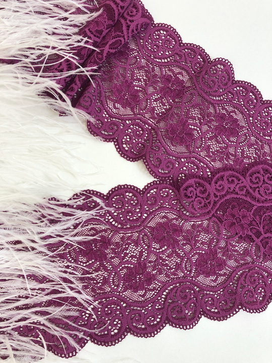 Кружево фуксия темная, 13,5см стрейч, IFSD3