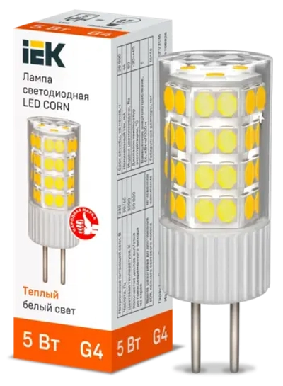 Лампа светодиодная CORN капсула 5Вт 230В 3000К керамика G4 IEK