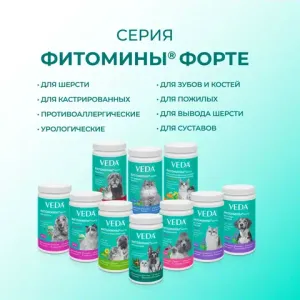 Комплекс Фитомины Форте для защиты печени собакам и кошкам на основе растительных, минеральных и биоактивных веществ, 200 таблеток