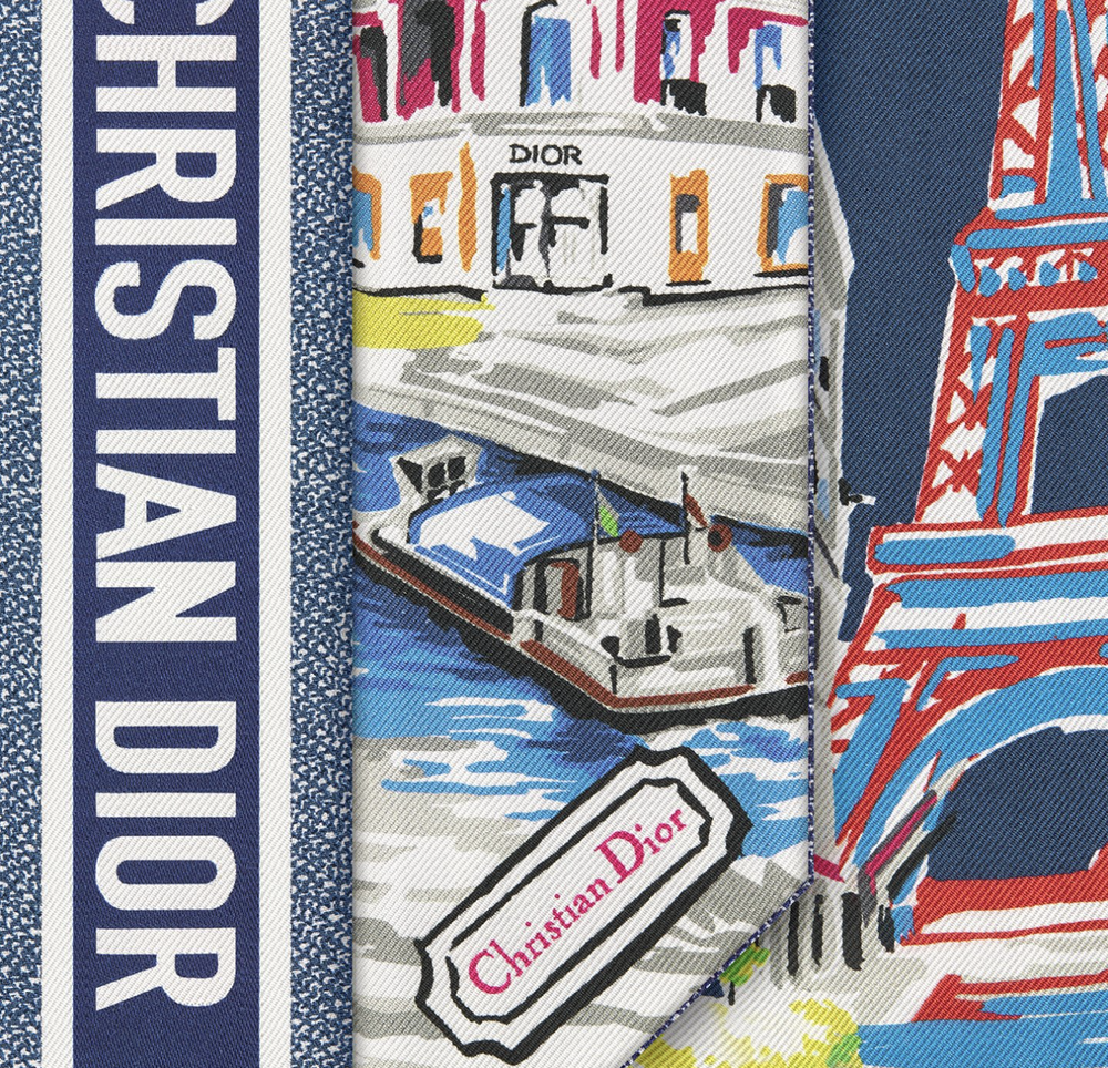 Шёлковый шарф Dior Mitzah Souvenir Paris Multicolor