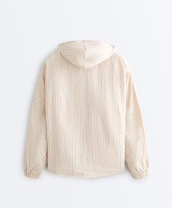 Oysho Куртка с капюшоном в полоску из 100% льна, песочный меланж