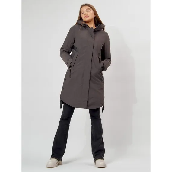 Пальто утеплённое женское, цвет тёмно-серый, размер 50