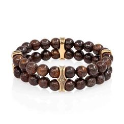 Браслет Всевидящее Око из Бронзы Двойной с бронзитом 8 мм