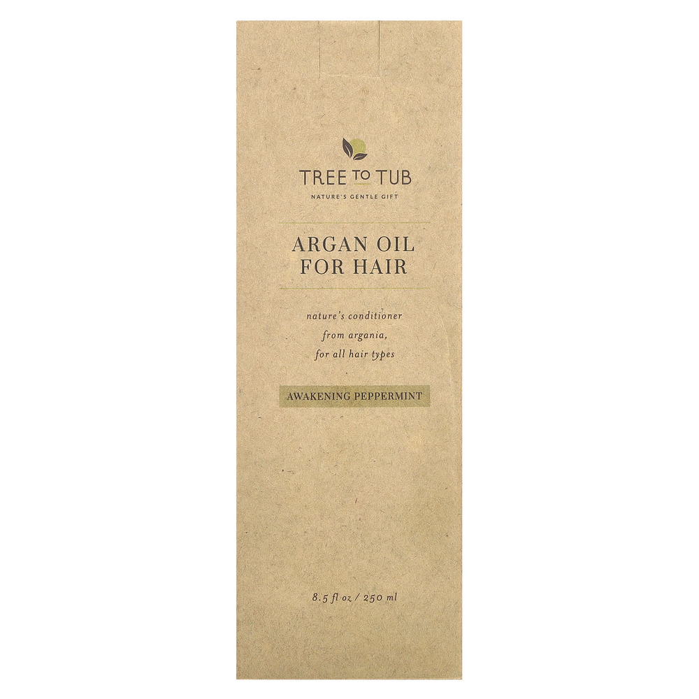 Tree To Tub, аргановое масло в качестве кондиционера для волос, для всех типов волос, бодрящая перечная мята, 250 мл (8,5 жидк. унции)