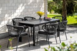 "Венето" обеденный стол из HPL 160х80см, цвет "серый гранит", каркас черный