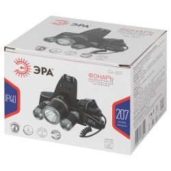 Фонарь налобный светодиодный ЭРА GA-809 аккумуляторный алюминиевый 4 режима трехламповый High Power Headlamp | Налобные фонари