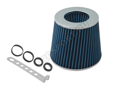 Фильтр воздушный нулевого сопротивления TORNADO, синий/хром, универсальный (с набором переходников: D84,77,65,60мм)