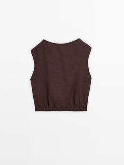 Massimo Dutti Льняная блузка, баклажанный