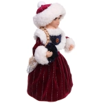 Снегурочка музыкальная «Новогодний день» 30 см в бордовой шубке