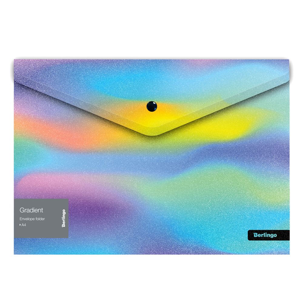 Папка-конверт на кнопке А4, Berlingo Gradient, 180мкм, рисунок, в ассортименте