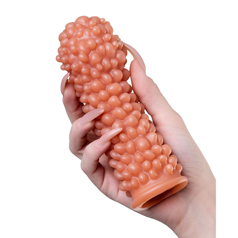 Телесная насадка 16,5см с мягкими пузырьками Kokos Penis Sleeve 001 L Size