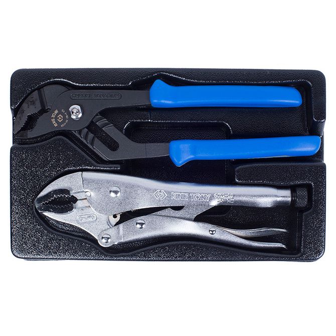 KING TONY (9-40102GP) Набор переставные клещи и зажим, ложемент, 2 предмета