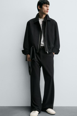 ZARA БРЮКИ RELAXED FIT ИЗ СТРУЯЩЕЙСЯ ТКАНИ, МОРСКОЙ ТЕМНО-СИНИЙ