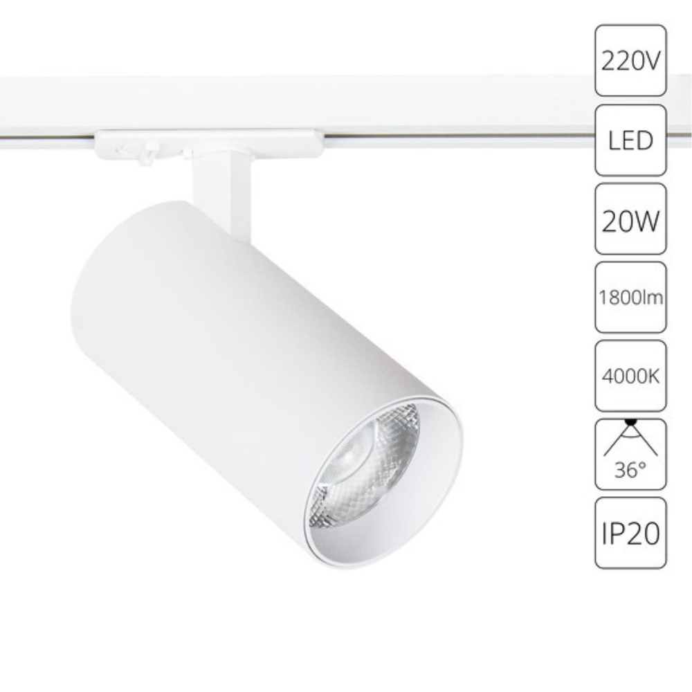 Трековый светодиодный светильник Arte Lamp BENE A1947PL-1WH