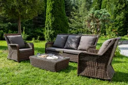 "Гляссе" лаунж-зона из искусственного ротанга, цвет коричневый