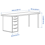 Письменный стол с ящиками - IKEA LAGKAPTEN/ALEX/ЛАГКАПТЕН/АЛЕКС ИКЕА, 140х60 см, под беленый дуб/белый,
