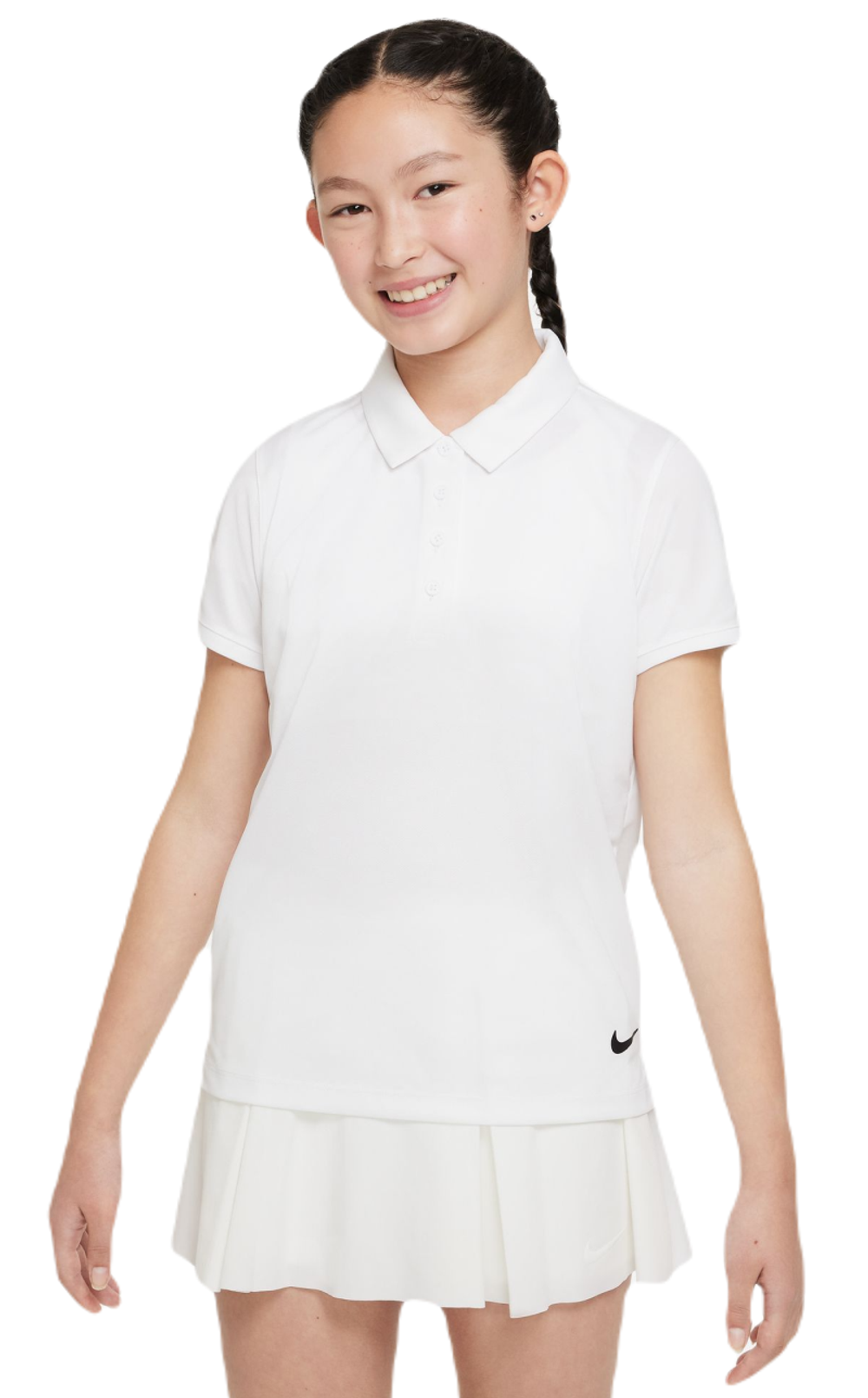 Футболка для девочки теннисная Nike Dri-Fit Victory Golf Polo - white/black