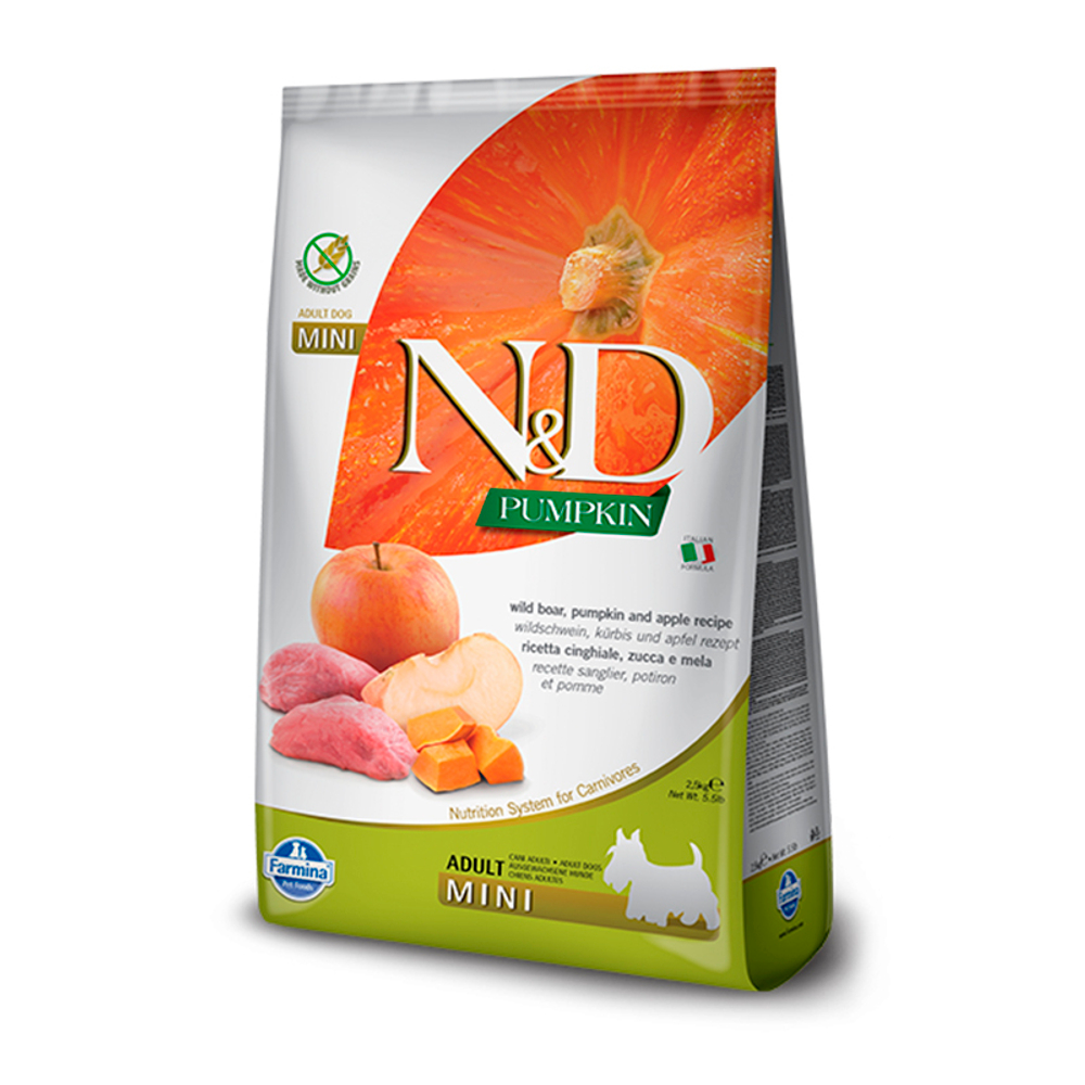Сухой корм Farmina N&D PUMPKIN LINE 2,5 кг, кабан с яблоком и тыквой для взрослых собак мелких пород