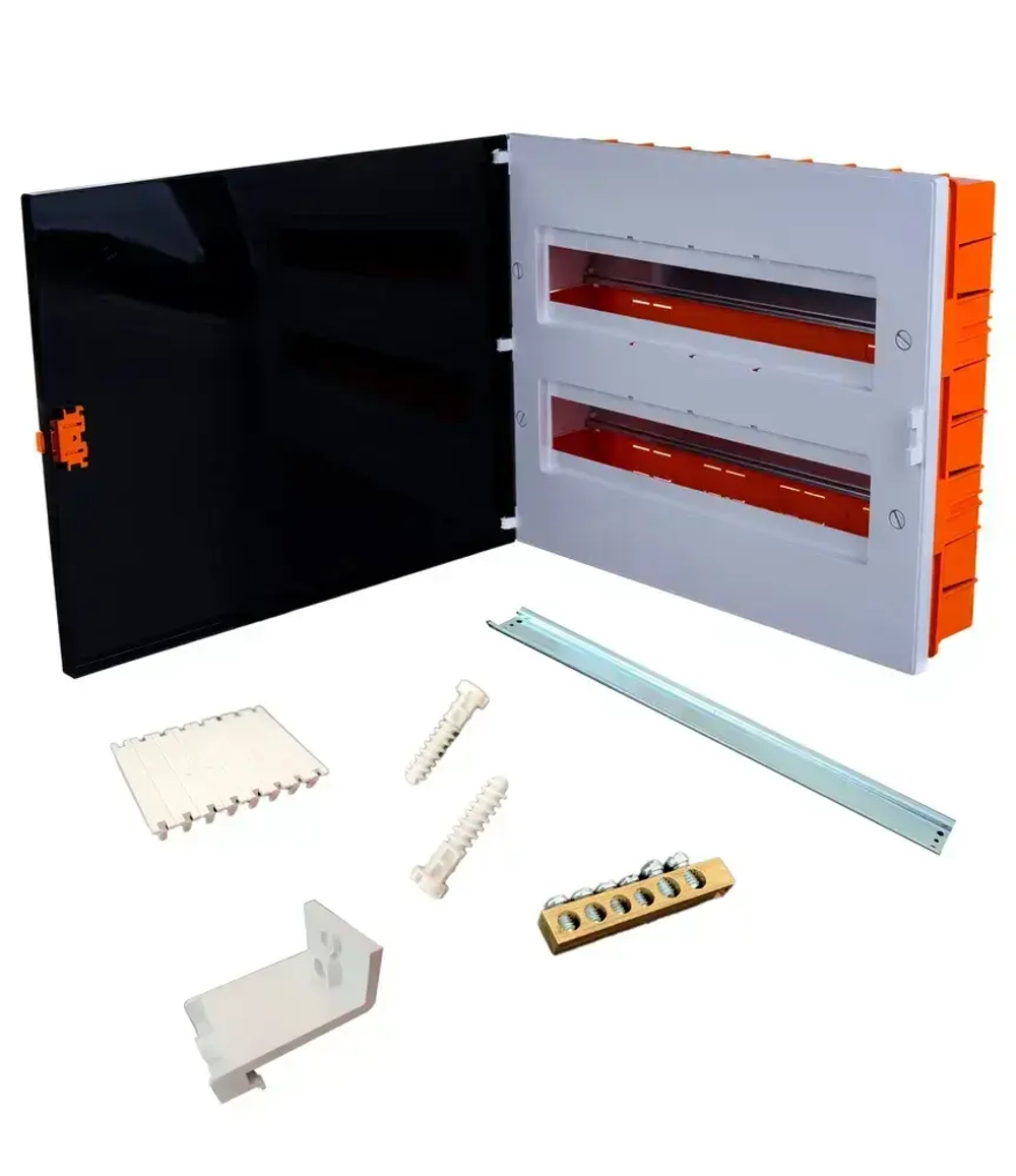 Бокс для автоматических выключателей встраиваемый 36-мест. / щит распределительный оранжевый/черный