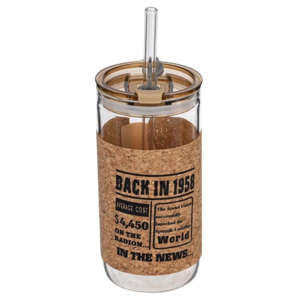 GAEM Бутылка с трубочкой, 410 мл, L7 W7 H14,5 см, 4в.