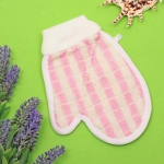 Мочалка - варежка массажная «SANTA MONIKA - VERONA», цвет белый / розовый, 20*14см (ZIP пакет)