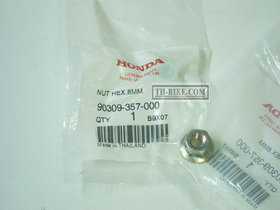 90309-357-000. NUT, HEX., 8MM. HONDA