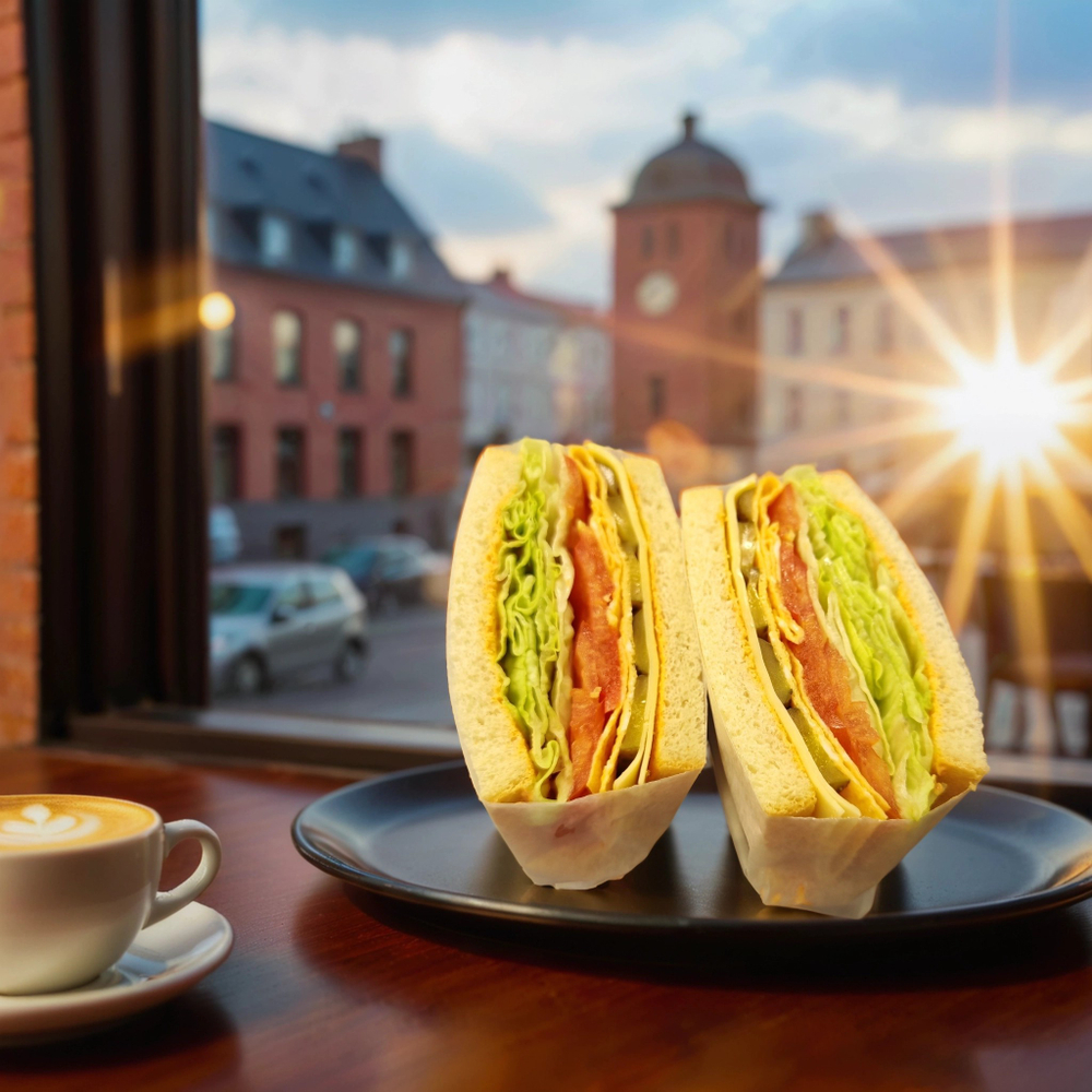 Сэндвич с с жареным яйцом и сыром по-корейски