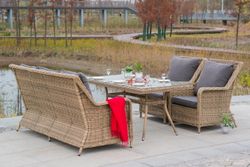 "Гляссе" обеденная группа из искусственного ротанга, цвет соломенный