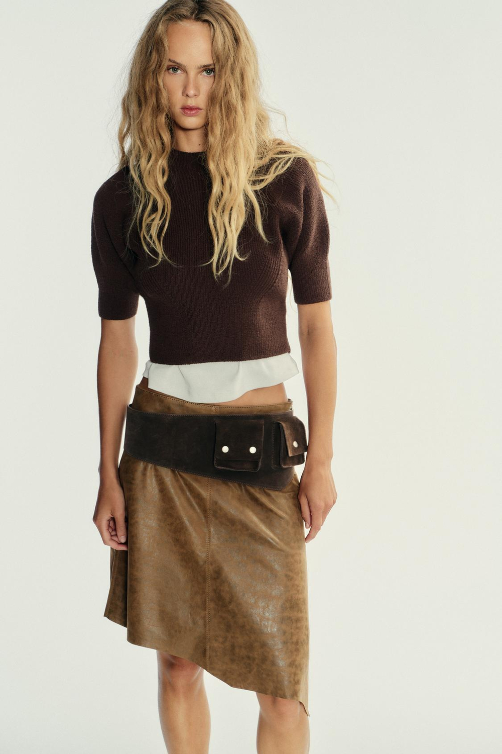 ZARA ДЖЕМПЕР В РУБЧИК, КОРИЧНЕВЫЙ