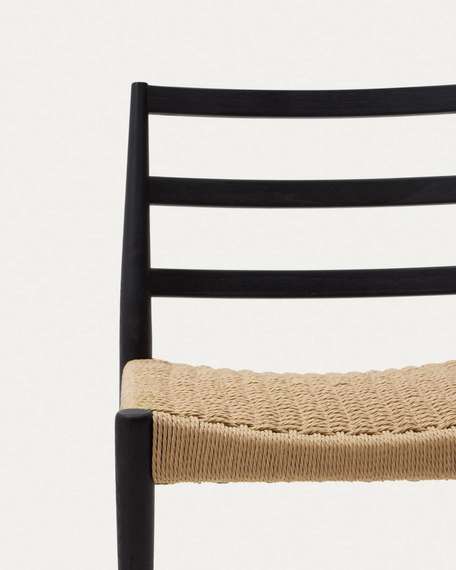 Стул Analy из массива дуба с черной отделкой и сиденьем из 100% веревки