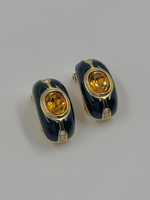 Клипсы с синей эмалью и кристаллами Burberrys