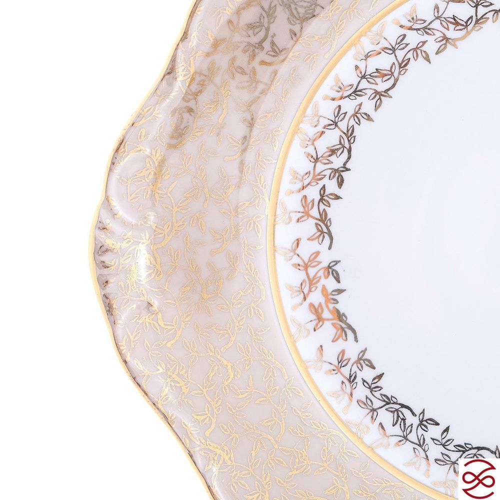 Блюдо круглое Queen's Crown Aristokrat Лист бежевый 27 см