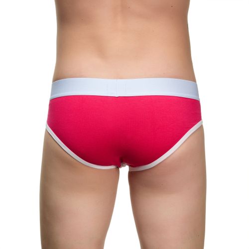 Мужские трусы брифы фуксия с розовыми вставками Boefje